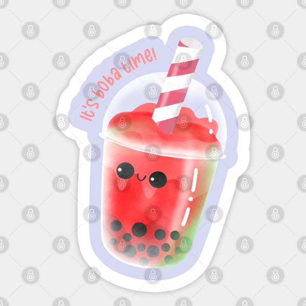 Strawberry Bubble Milk Tea Sticker by Lala Artland
